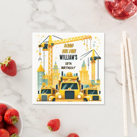 Serviette En Papier jouer enfants Construction simple camions 5e anniv (En situation)