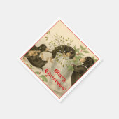 Serviette En Papier Jouer mignon chiens de dachshund et mistletoe vint (Coin)