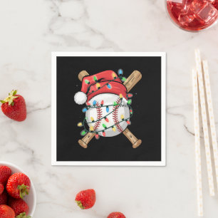 Serviette En Papier Joueur de baseball de Noël Santa Sports