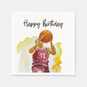Serviette En Papier Joueur de basket-ball Aquarelle fête d'anniversair