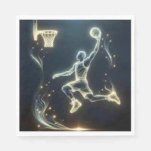 Serviette En Papier Joueur de basket-ball en néon brillant (Devant)