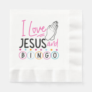 Serviette En Papier Joueur de Bingo Jésus Foi Chrétien J'aime Jésus Un
