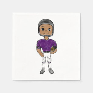 Serviette En Papier joueur de football vintage rétro violet noir simpl