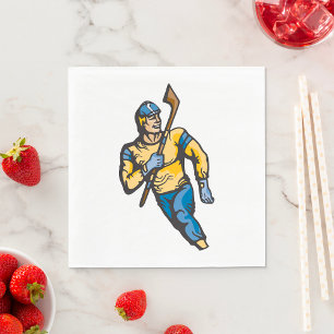Serviette En Papier Joueur de hockey classique Sports athlétiques rétr