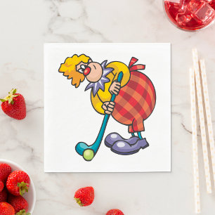Serviette En Papier Joueur de hockey clown comique