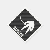 Serviette En Papier Joueur de hockey; Gris Noir & Noir (Coin)