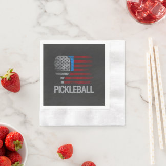 Serviette En Papier Joueur de Pickleball Amateur de Paddleball Drapeau