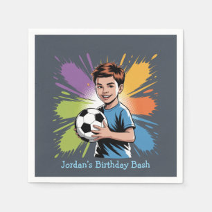 Serviette En Papier Joueur de soccer Pop Art Boy Anniversaire Bash