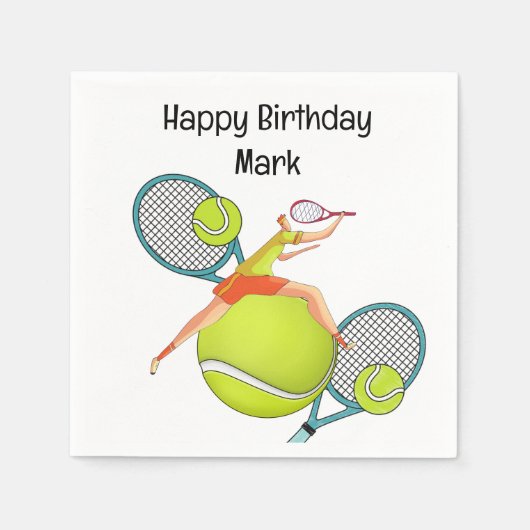 Serviette En Papier Joueur de tennis pour la fête d'anniversaire (Devant)