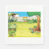 Serviette En Papier Joueur garçon courir dans un Jardin vert luxuriant (Devant)