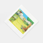 Serviette En Papier Joueur garçon courir dans un Jardin vert luxuriant (Coin)