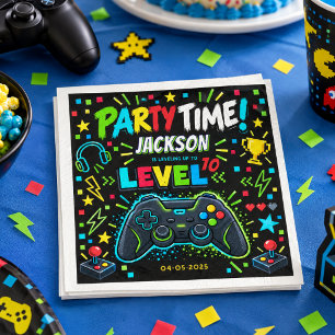Serviette En Papier Joueur Niveau Supérieur Garçon Fête 10ème Annivers