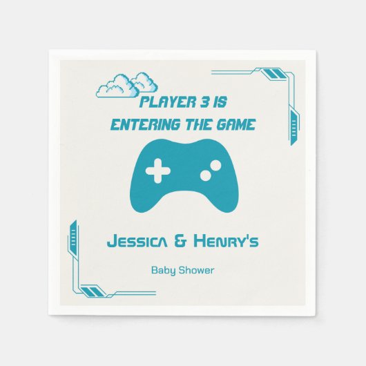 Serviette En Papier Joueur vidéo moderne 3 Baby shower de jeu (Devant)