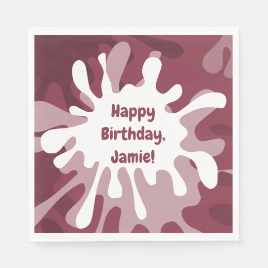 Serviette En Papier Joueuse Abstraite peinture rouge Splatter Annivers (Devant)