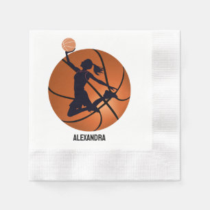 Serviette En Papier Joueuse de basket-ball, fille de basket-ball Anniv