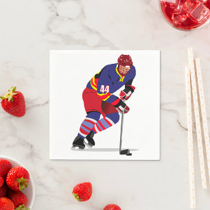 Serviette En Papier Joueuse de hockey sur glace en action Équipe rouge