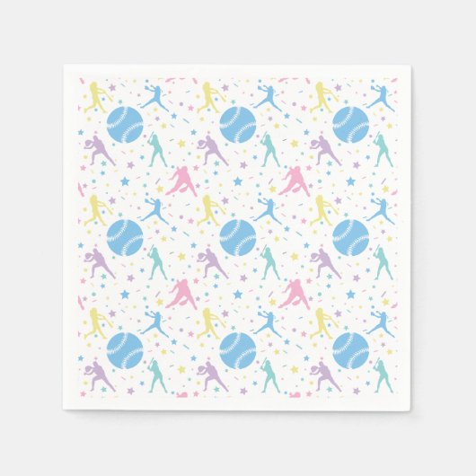 Serviette En Papier Joueuses de softball étoiles (Devant)