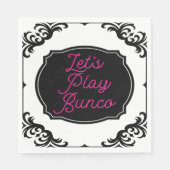 Serviette En Papier Jouons Bunco amusant rose noir élégant (Devant)