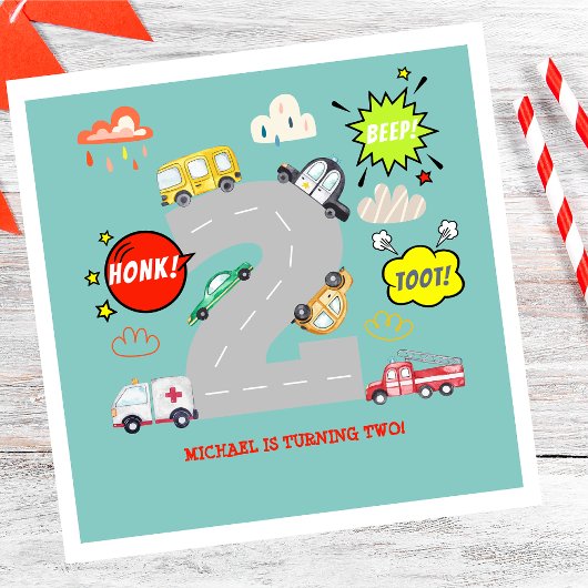 Serviette En Papier Jour anniversaire de l'enfant véhicule bip de miel