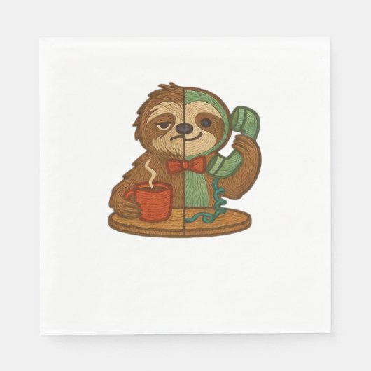 Serviette En Papier Jour après nuit - Jeu de fentes brodé (Devant)