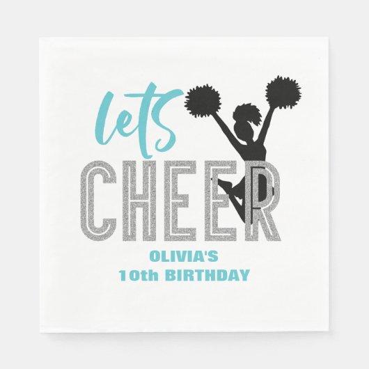 Serviette En Papier Jour d'anniversaire de la Cheerleader turquoise ar (Devant)