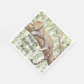 Serviette En Papier Jour d'anniversaire de la jungle verte sauvage (Coin)