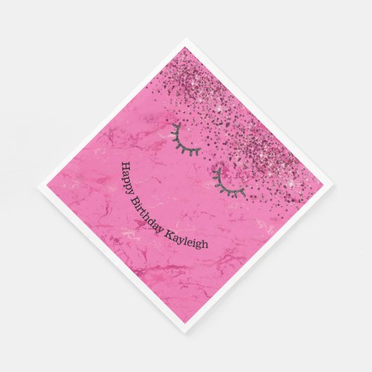 Serviette En Papier Jour d'anniversaire de la Parties scintillant rose (Coin)