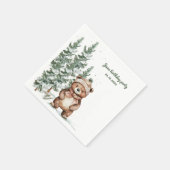 Serviette En Papier Jour d'anniversaire de l'ours vert d'hiver Forêt (Coin)