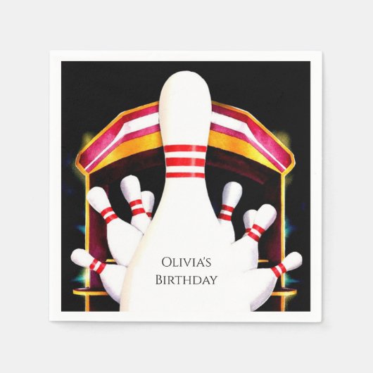 Serviette En Papier Jour d'anniversaire du club de bowling pour enfant (Devant)