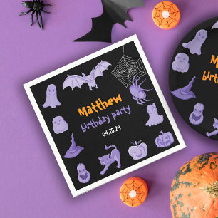 Serviette En Papier Jour d'anniversaire violet noir Halloween Napkin