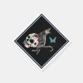 Serviette En Papier Jour De La Morte Chat Crâne Sucre Et Papillon (Coin)