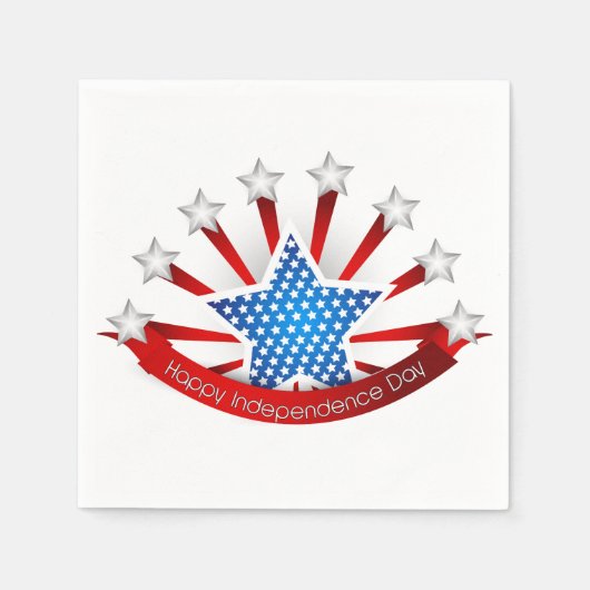 Serviette En Papier Jour de l'indépendance rouge blanc et bleu (Devant)
