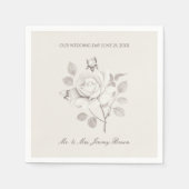 Serviette En Papier Jour de mariage du Rose botanique blanc (Devant)