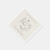Serviette En Papier Jour de mariage du Rose botanique blanc (Coin)