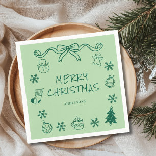 Serviette En Papier Jour de Noël à griffes blanc