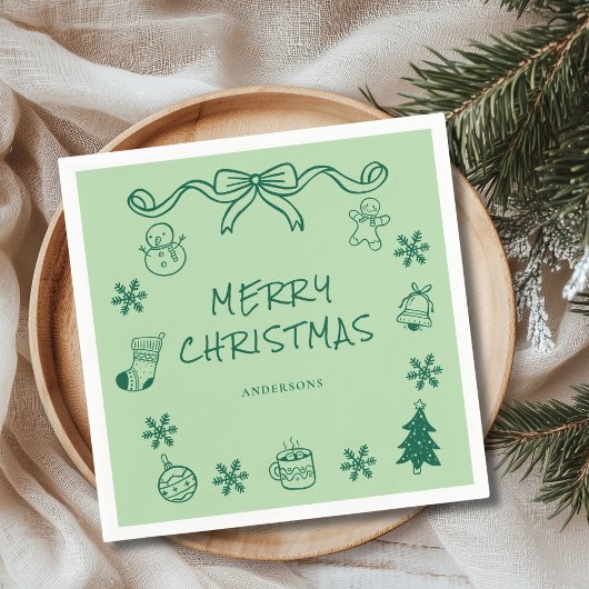 Serviette En Papier Jour de Noël à griffes blanc