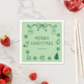 Serviette En Papier Jour de Noël à griffes blanc (En situation)