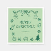 Serviette En Papier Jour de Noël à griffes blanc (Devant)
