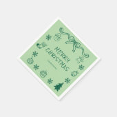 Serviette En Papier Jour de Noël à griffes blanc (Coin)