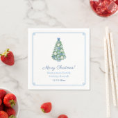 Serviette En Papier Jour de Noël blanc Bleu élégant (En situation)