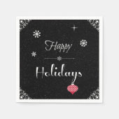 Serviette En Papier Jour de Noël Noir Blanc Noir moderne (Devant)