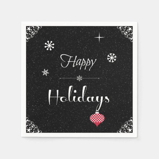 Serviette En Papier Jour de Noël Noir Blanc Noir moderne (Devant)