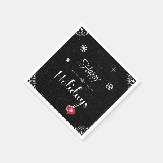 Serviette En Papier Jour de Noël Noir Blanc Noir moderne (Coin)