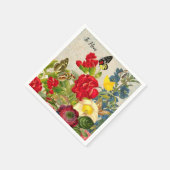 Serviette En Papier Jour des mères Jardin oeillets papillons Rose (Coin)