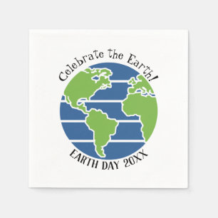 Serviette En Papier Jour des terres Blue Green Globe Carte Planète