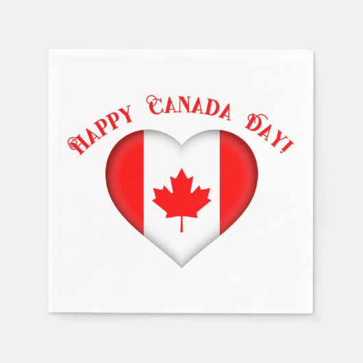 Serviette En Papier Jour du Canada pour le coeur canadien (Devant)