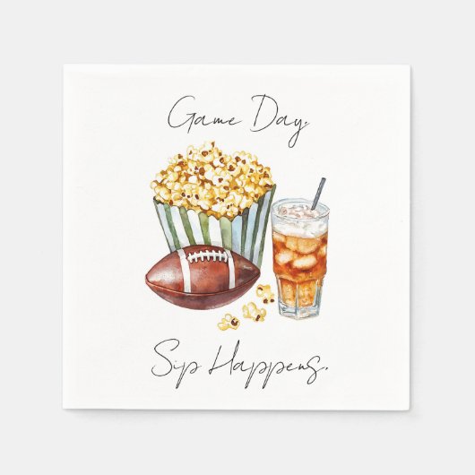 Serviette En Papier "Jour du Jeu, Sip Happens" (Devant)