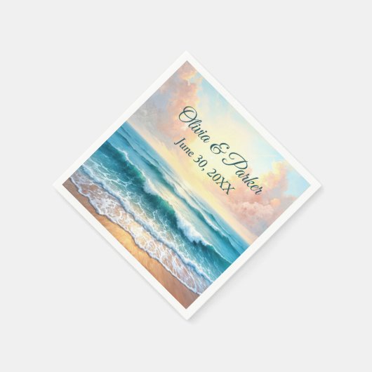 Serviette En Papier Jour du mariage Matin Mer (Coin)