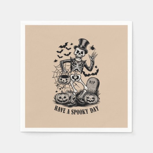 Serviette En Papier Jour éffrayant Halloween Witch Squelette (Devant)