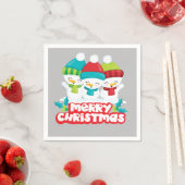 Serviette En Papier Jour férié Trio Snowmen (En situation)